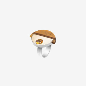 anillo artesanal Coe de oro de 9k o 18k, plata de ley, ojo de tigre y cuarzo citrino diseñado por Belen Bajo