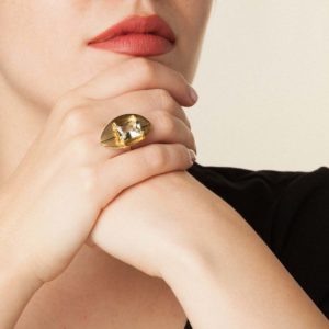 anillo artesanal Iga de oro de 9k o 18k, plata de ley, prasiolita diseñado por Belen Bajo m1